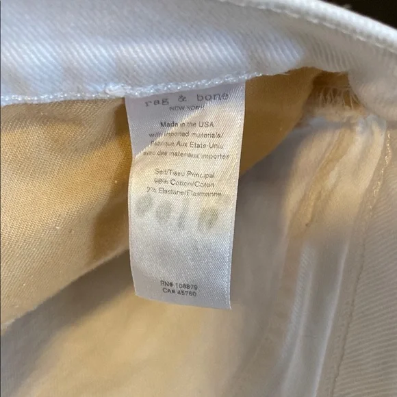 RAG & BONE White High Rise Straight Leg Jeans - Picture 6 of 12